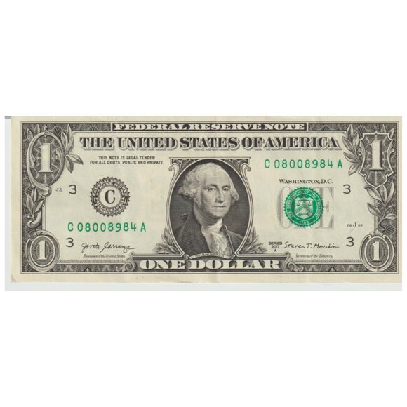 2017A $1 Fancy Note – Serial C08008984A – Trinary Digits (0, 8, 9)/ Rare Pattern - Picture 1 of 2